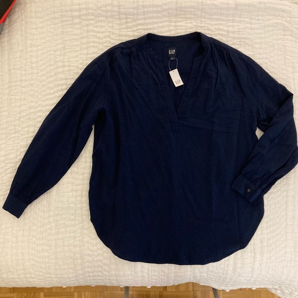 GAP Tops - GAP, Navy Blue tunic, Large long sleeve shirt, cotton mix